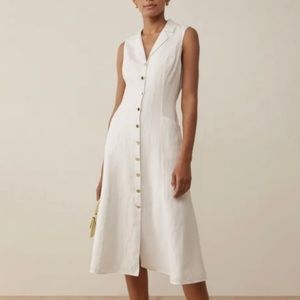 Reformation Greene Linen Dress - White, Size 2. NWT